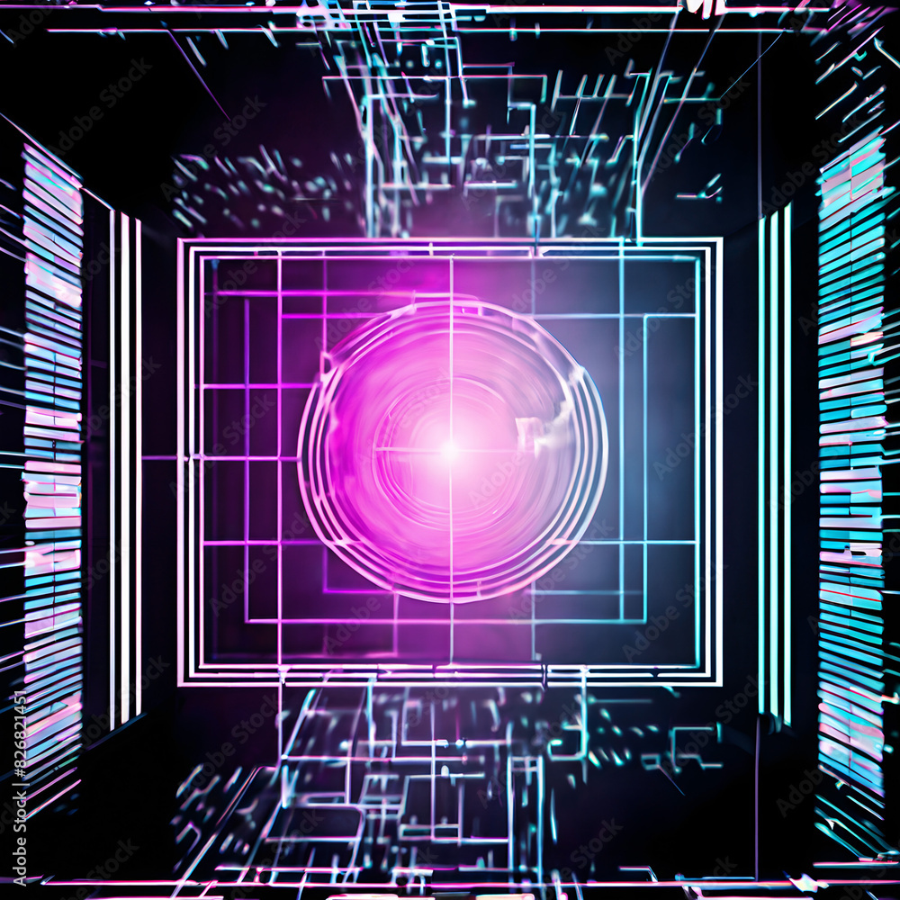 Canvas Prints futuristic abstract with glowing pink light and geometric patterns