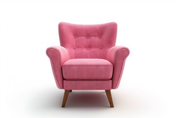 Fototapeta premium Pink armchair isolated on white background
