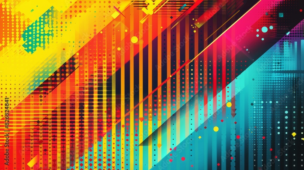 Poster colorful abstract design with geometric shapes and gradients background, overlapping layers on grung