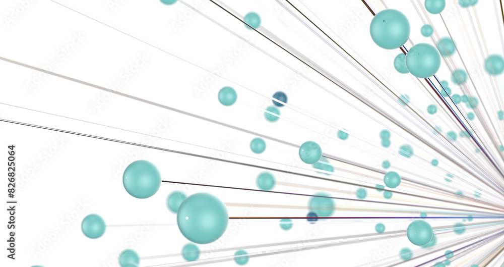 Leinwandbilder Futuristic geometric double data flow background with connecting dots and lines. Abstract digital