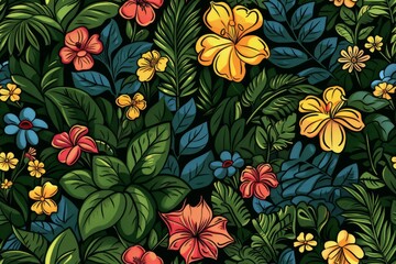 A peaceful and idyllic setting with tropical plant species blooming everywhere blooming everywhere