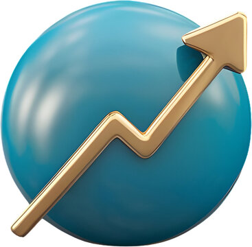 3d render of a graph showing global warming, finance isolated on a transparent background