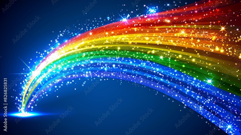 Poster glowing particle dots with colorful dots in abstract background, concept of light shining sparkling 