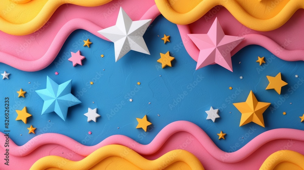 Poster abstract cheerful background design featuring geometric shapes with text space in the middle in isol