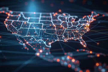 Obraz premium Digital map of america network connectivity created with generative ai