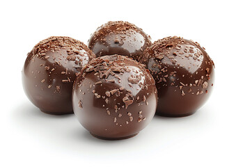 variety of chocolate praline balls isolated on a white background