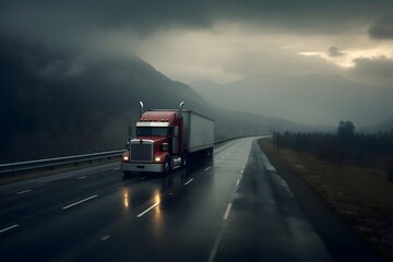 Truck on the highway, transportation concept