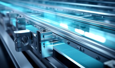 Close up of conveyor belt in modern factory.