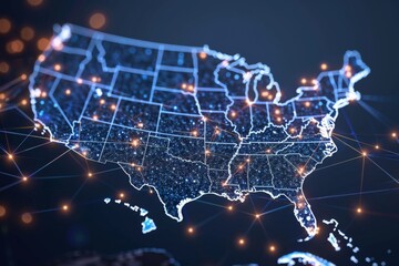 Fototapeta premium Digital map of america network connectivity created with generative ai
