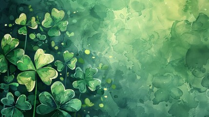 Abstract green background with shamrock leaves for St. Patrick's Day.