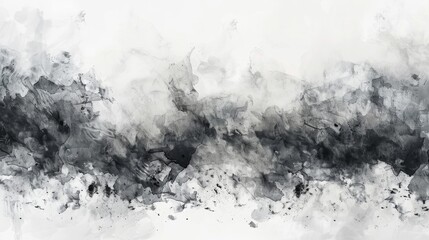 Abstract black and white paint splatters on white background. Modern art design.
