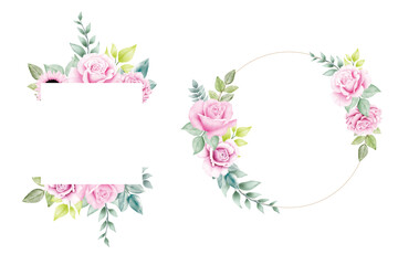 watercolor floral frames template design collection