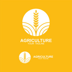 agriculture logo, farm land logo design template vector