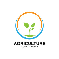 agriculture logo, farm land logo design template vector