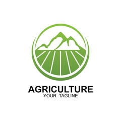 agriculture logo, farm land logo design template vector
