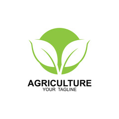 agriculture logo, farm land logo design template vector