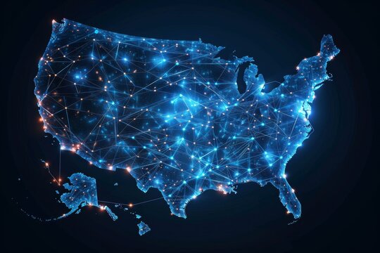 Digital map of america network connectivity created with generative ai