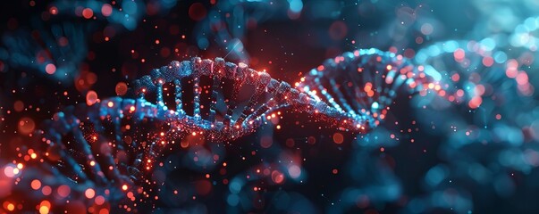 Identifying genetic disorders with AI medication, side view, representing precision healthcare, digital tone, Triadic Color Scheme