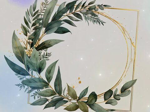 Watercolor wreath eucalyptus leaves  for wedding invites, greeting cards, wallpapers, fashion, background.  