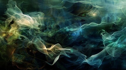 Obraz premium Tranquil Underwater Symphony - Abstract Flowing Shapes in Cool Tones
