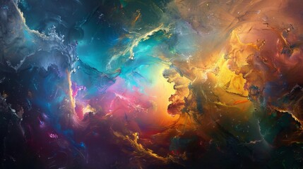 Fototapeta premium Ethereal Whispers: Mystical Abstract Art with Vibrant Colors and Dreamlike Shapes