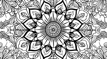 coloring page for adults, full page, mandala patterns, handwriiten, thick lines, vivid detail, vivid color 