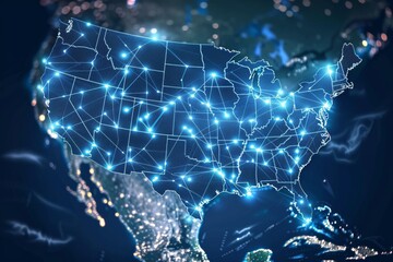Digital map of america network connectivity created with generative ai