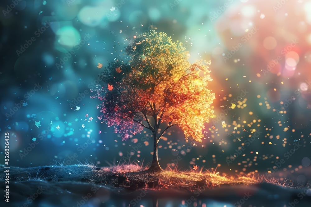 Poster show glow hud big icon set of a tree with glow hud big icon of a sapling