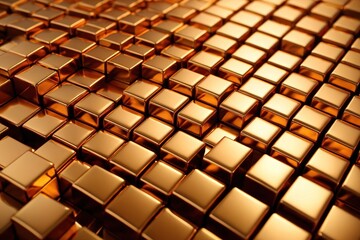 Abstract 3d background wallpaper of 3d gold metal cube mosaic pattern