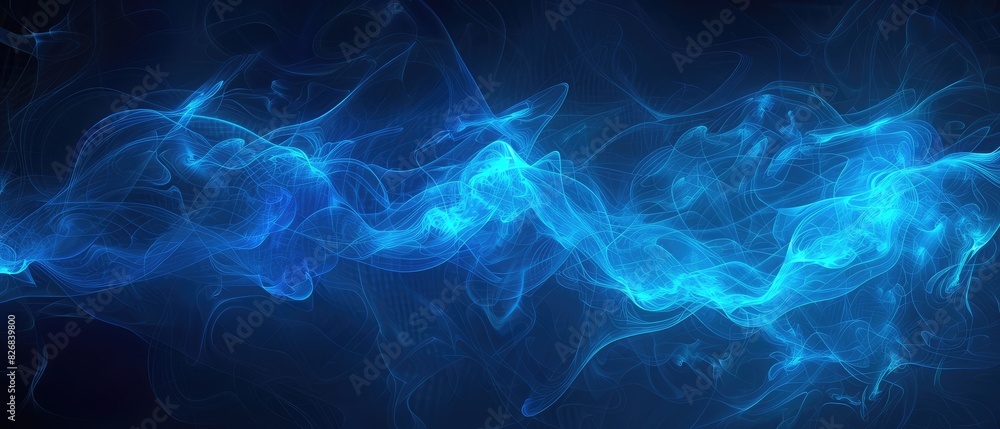 Poster abstract blue on black background texture dynamic curves ands blurs pattern detailed fractal graphic