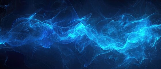 Obraz premium abstract blue on black background texture dynamic curves ands blurs pattern detailed fractal graphics science and technology concept design concept header web cover poster banner presentation template