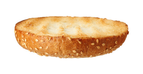 Half of grilled burger bun isolated on white