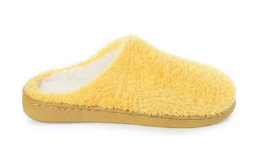 One yellow soft slipper isolated on white
