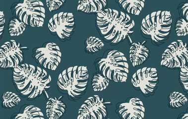 seamless floral pattern tropical monstera vector design template