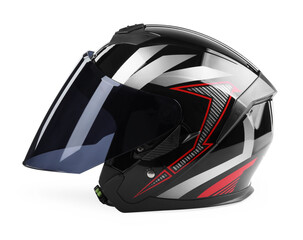 Naklejka premium Modern motorcycle helmet with visor isolated on white