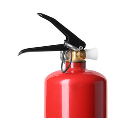 One red fire extinguisher on white background