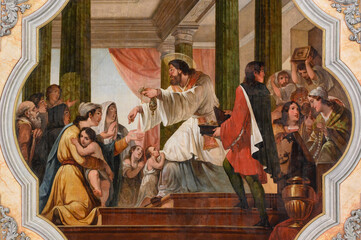 A fresco on the ceiling in Igreja de São Nicolau [St Nicholas' Church] in Lisbon, Portugal.