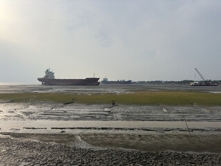 Ship graveyard at low tide, Chittagong, Bangladesh