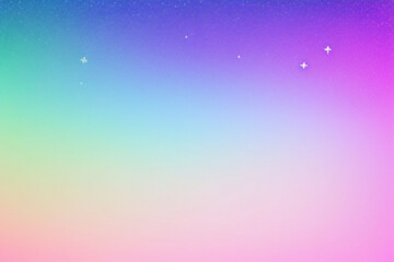 Rainbow unicorn background. Pastel glitter pink fantasy galaxy. Magic mermaid sky with bokeh. Holographic kawaii abstract space with stars and sparkles. Vector