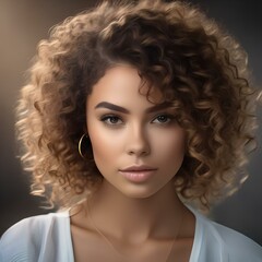 Fototapeta premium Portrait of a confident young woman with natural curly hair2