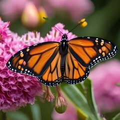 Close up of a monarch butterfly on a vibrant flower2
