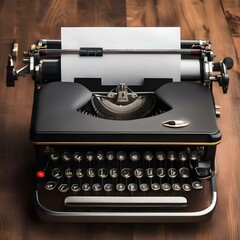 Classic typewriter with a sheet of paper, on a wooden desk1