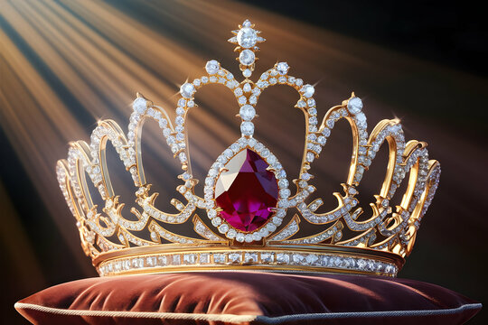 Royal gold crown with ruby