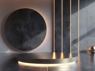 cylinder pedestal podium display, Abstract scene background, 3D rendered podium for your product showcase