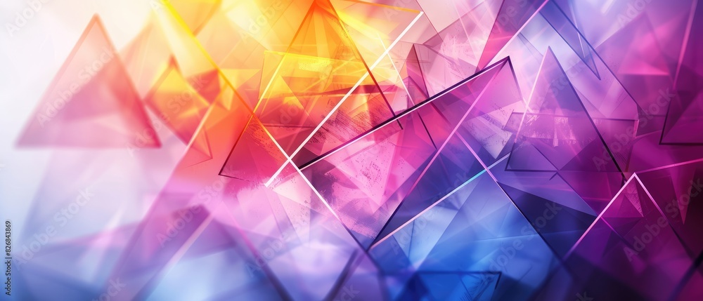 Poster illustration of triangles and angled shapes colorful abstract background with geometric elements pan
