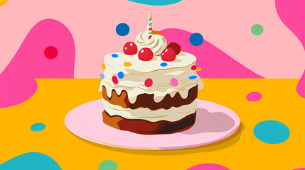 Colorful illustration of a cake