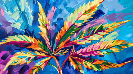 Colorful illustration of Cannibis plant
