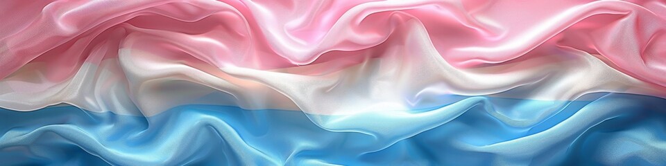 Half of the trans flag close up with blue, white, and pink stripes. 