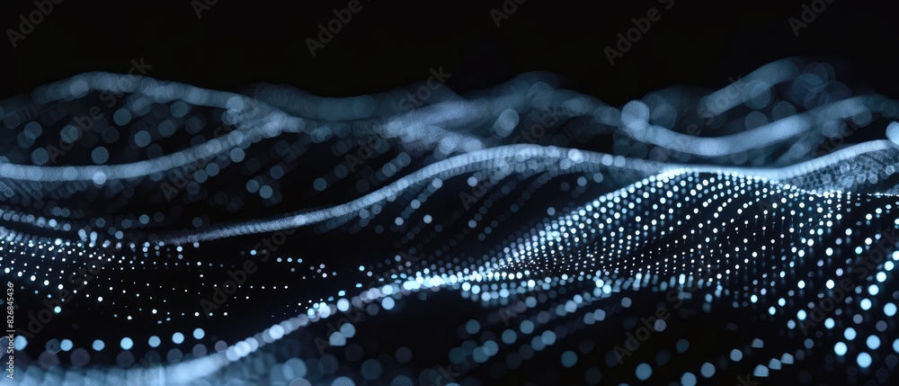 Aufkleber technology digital wave concept beautiful motion waving dots texture with glowing defocused particle