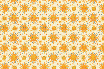 Pattern with Happy Sun Faces